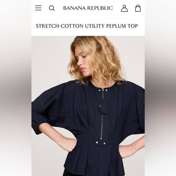 Banana Republic Tops - Banana Republic STRETCH-COTTON UTILITY PEPLUM TOP